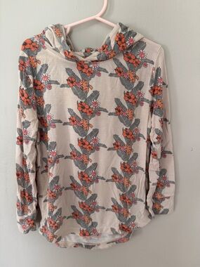 kate quinn Cream Floral Hoodie with Orange & Gray Botanicals